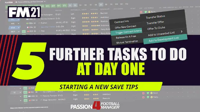 5 further tasks to do at day one of new Football Manager save