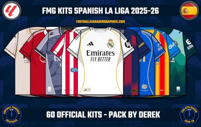 FM26 FMG Kits by FM Graphics 4 FMG Kits for Spanish La Liga in Football Manager 26