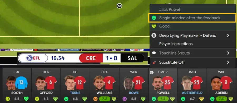Calm Players down after scoring a goal in Football Manager | Using touchline shouts