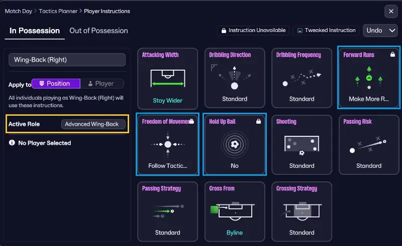 Football Manager 26: Most Overpowered Player Roles | FM26 Meta Roles 9 FM26 Meta Roles Advanced Wing-Back default player instructions