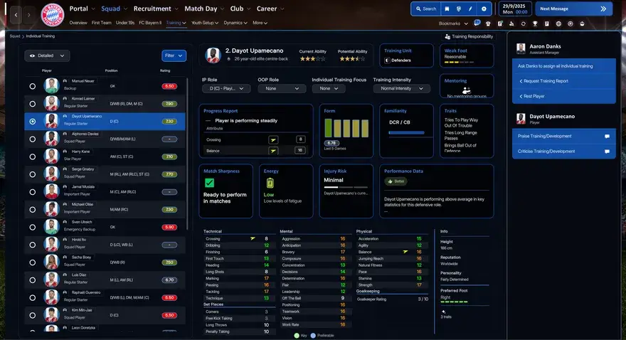 FM26 Darkside Skin redone Individual training screen