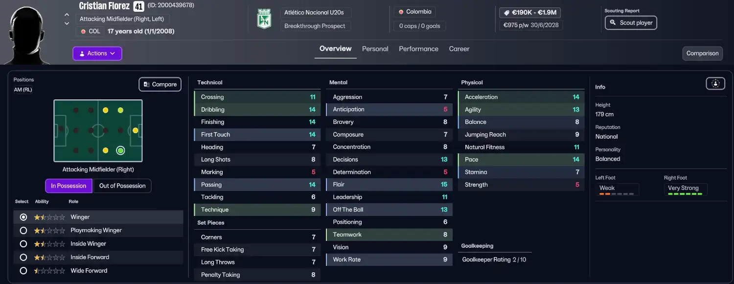 Football Manager 26 Hidden Wonderkids & Cheap Young Gems You Need to Know! 18 Cristian Florez FM26 Colombian Wonderkids - the next Jeremy Doku