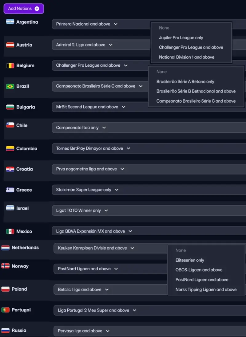 Real competition names in FM26