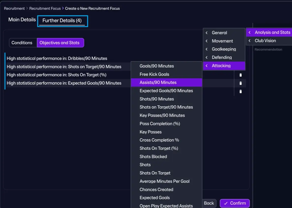 Scouting Smarter: 6 Essential Recruitment Focuses You Need to Create on FM26 9 Statistics and data based Recruitment Focus - scouting in Football Manager