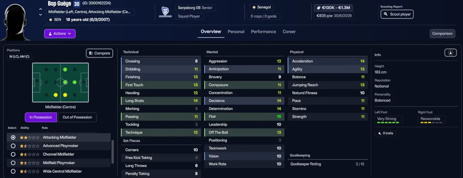 Must-Buy FM26 Cheap Wonderkids Bargains | Best Cheap Young Players to Sign on Football Manager 26 19 Player Profile of Bop Guéye in FM26 - Cheap Bargain wonderkids on Football Manager 26