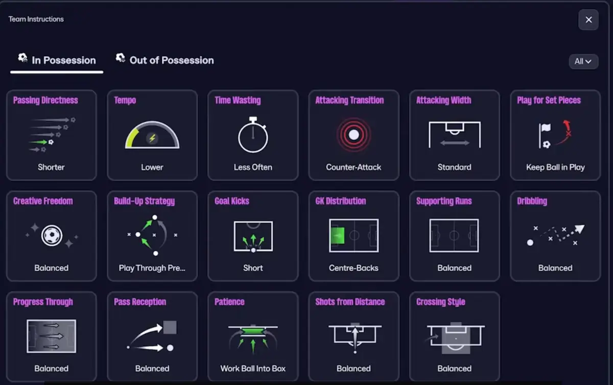 Beginners Guide to FM26 Tactics Creation: In- & Out Of Possession Tactics, New Player Roles & Visualizer 9 FM6 Tactics team instructions for in possession