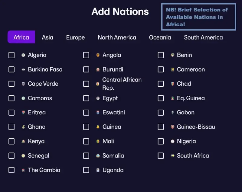 Playable African Nations in FM26 World Nations Megapack