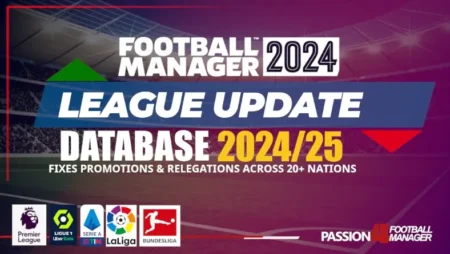 Football Manager 2024-2025 league update database including Premier League 2024-25 season