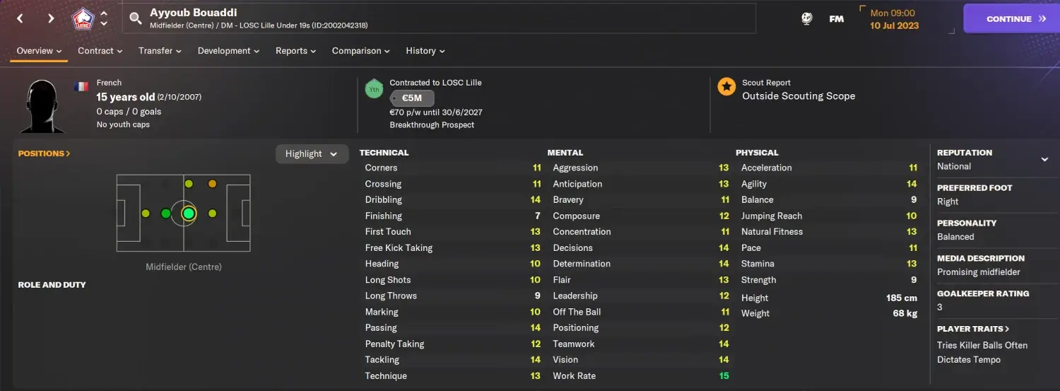 Scout Report: Ayyoub Bouaddi | LOSC Lille's Elegant Hybrid Playmaking Wonderkid 5 Football Manager 2024 Player profile Ayyoub Bouaddi FM24