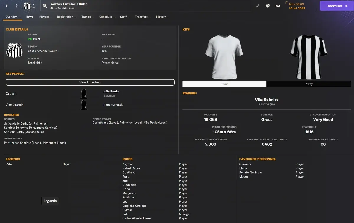 12 Best Teams to Manage: FM24 Winter Transfer Update 10 Rebuilding fallen giant Santos in Football Manager 2024