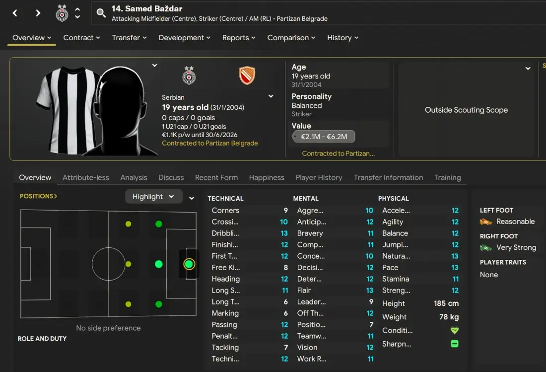 Football Manager 2024 Eastern European wonderkids Samed Bazdar player profile FM24