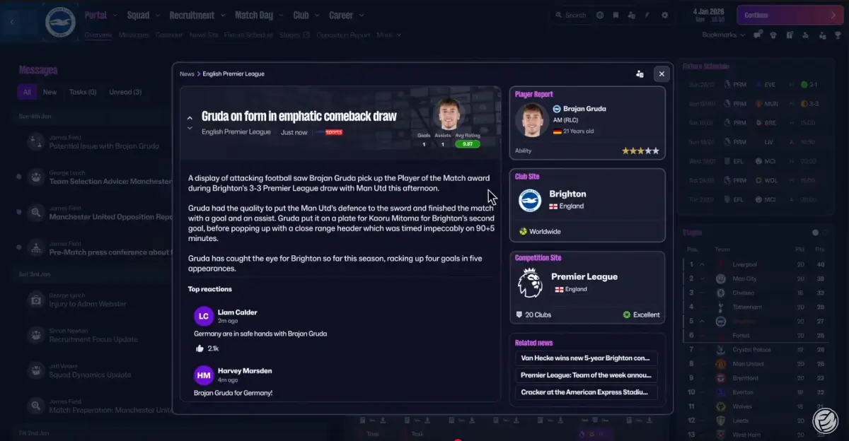 New Football Manager 26 Features & Game Upgrades incl. FM26 Release Date 18 Football Manager 26 portal news cards