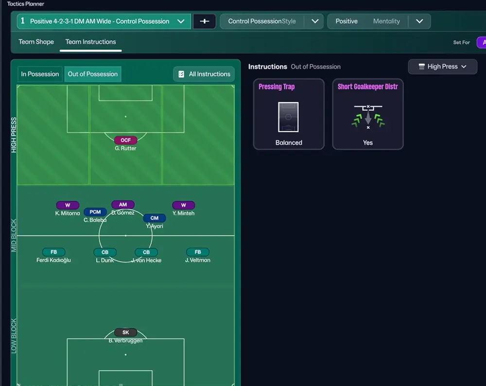 Beginners Guide to FM26 Tactics Creation: In- & Out Of Possession Tactics, New Player Roles & Visualizer 8 Football Manager 26 High press team instructions