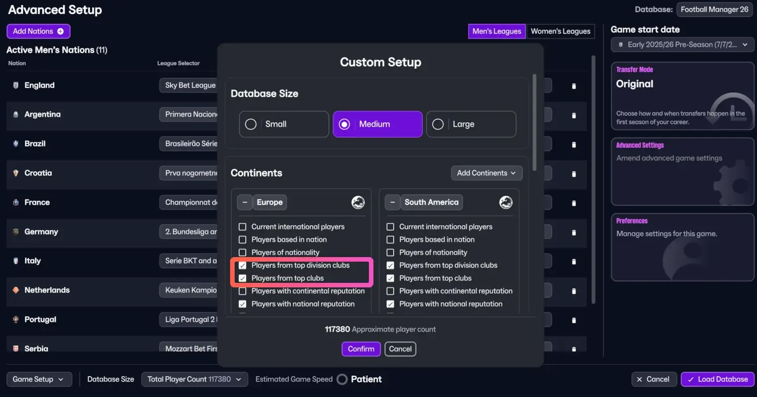 How to Set Up Your Database Size in Football Manager 2026 | Ultimate Game Setup Guide FM26 5 Football Manager Custom database setup - increasing player count in continents