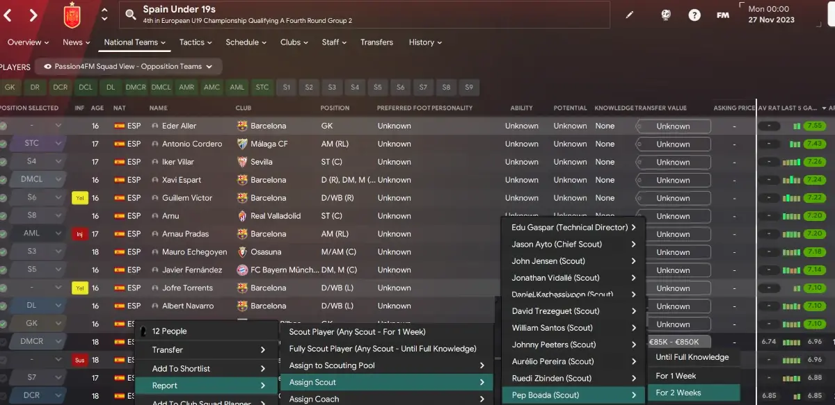 Scouting for wonderkids at youth national teams on Football Manager