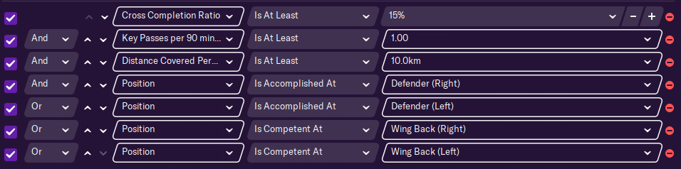 Using Statistics and Data Analytics to Scout for players - Scouting Tips Part 2 9 search filter creative wingbacks